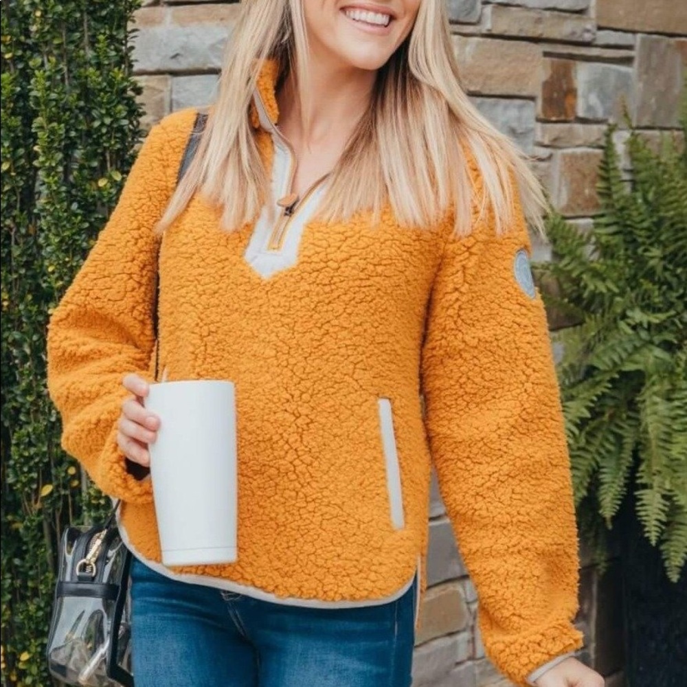 Simply Southern Mustard 1/4 Zip Sherpa Pullover
